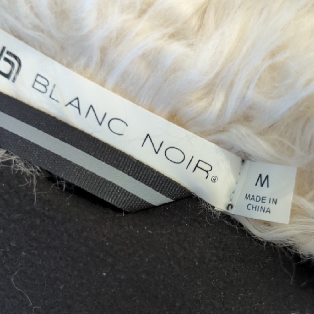 Blanc Noir Moto Aviator Black Puffer Jacket with Cream Faux Fur - Picture 9 of 13